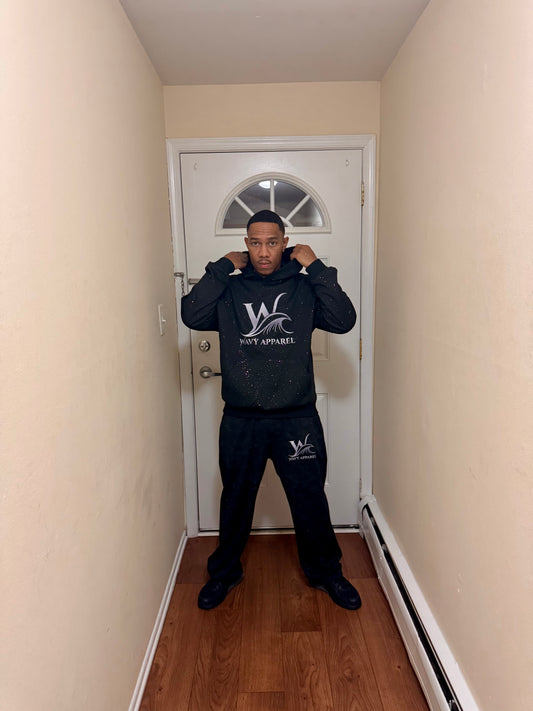 Black Wavy Apparel Sweatsuit